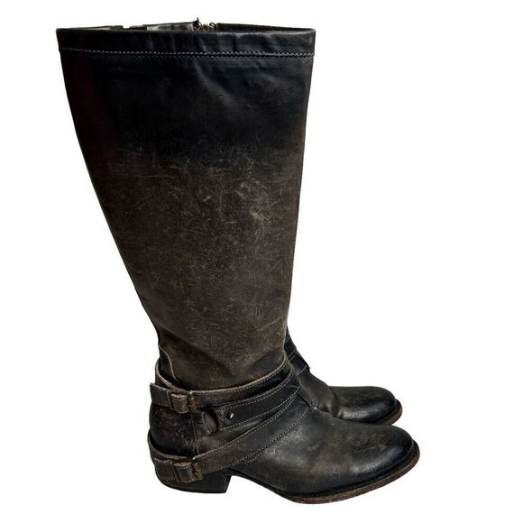 Freebird By Steven Womens 7 Irish Tall Leather Buckle Strap Riding Boots Brown - Picture 2 of 11